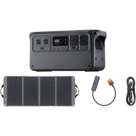  DJI Power 1000 With Zignes 100-Watt Solar Panel on white background
