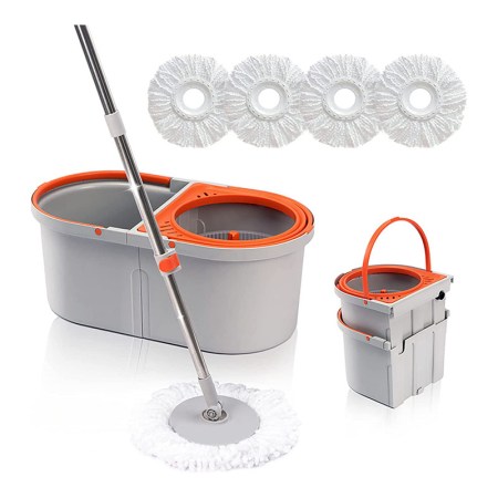 Worthland Spin Mop With Reusable Microfiber Mop Heads
