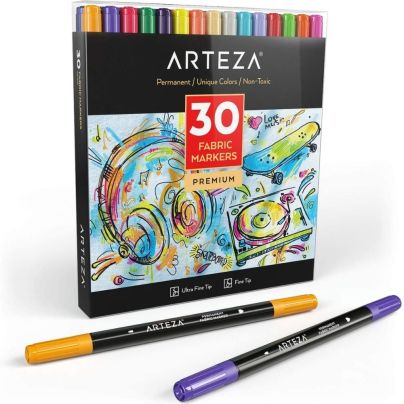 The Best Fabric Markers Option: Arteza Fabric Markers, Set of 30 Assorted Colors
