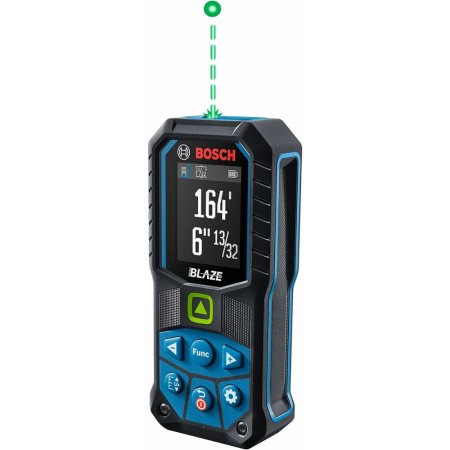  The Bosch GLM165-25G Blaze Green-Beam Laser Measure on a white background.