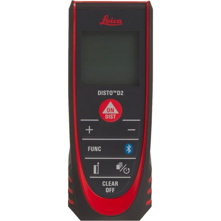  The Leica Disto D2 Laser Distance Measure on a white background.