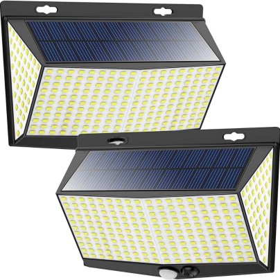The Nacinic LED Solar Motion Sensor (6500K, 2 Pack) on a white background.