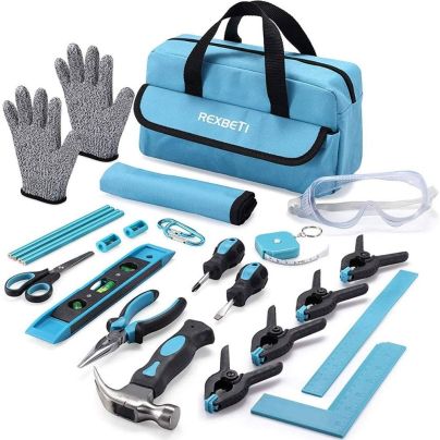The Best Tools for Kids Option: REXBETI 25-Piece Kids Tool Set with Real Hand Tools