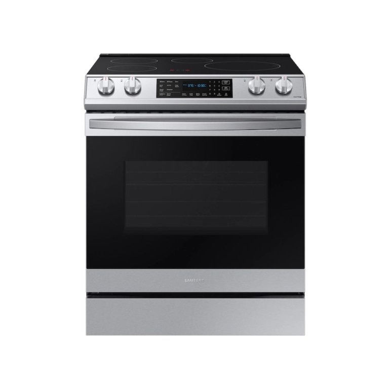  Samsung 30 in. 6.3 cu. ft. Air Fry Electric Range on a white background