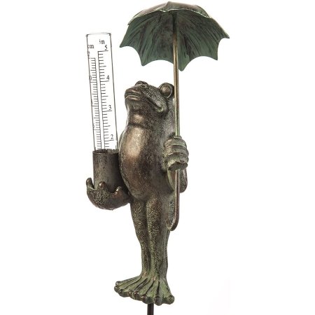  The Best Rain Gauge Option: Evergreen Metal Frog Statue with a Glass Rain Gauge