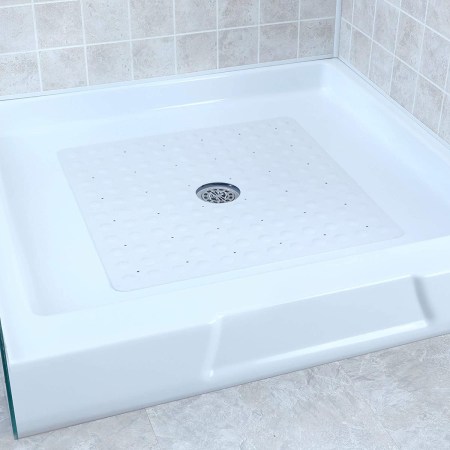 SlipX Solutions White Square Rubber Safety Shower Mat