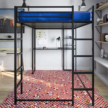 DHP Abode, Black Full-Size Loft Bed with Desk