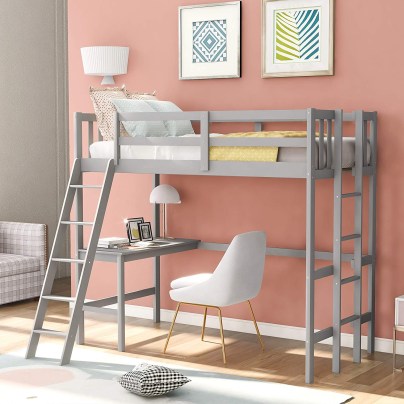 The Best Kids Loft Bed With Desk Option: Harper & Bright Designs Twin Loft Bed with Desk