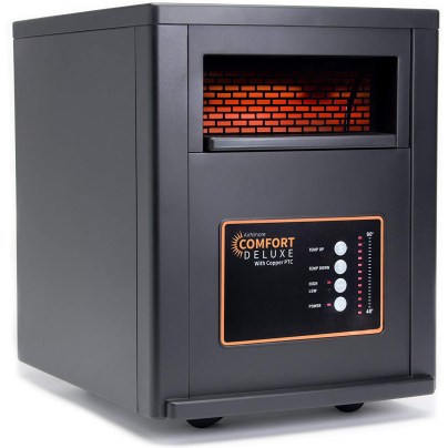 The AirNmore Comfort Deluxe Infrared Space Heater on a white background.