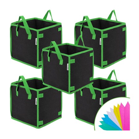 VIVOSUN 5-Pack 3 Gallon Square Grow Bags