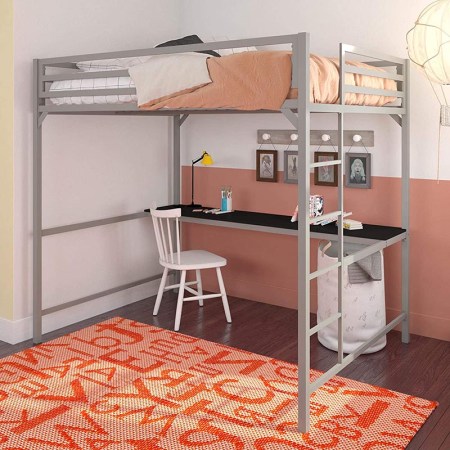 DHP Miles Metal Full Loft Bed with Desk