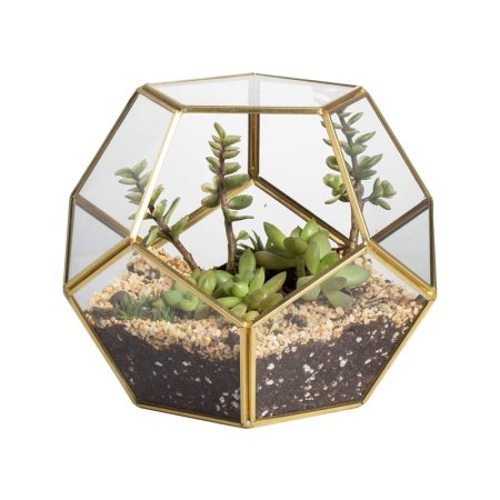  The Best Planters and Pots Option: NCYP Gold Glass Geometric Terrarium