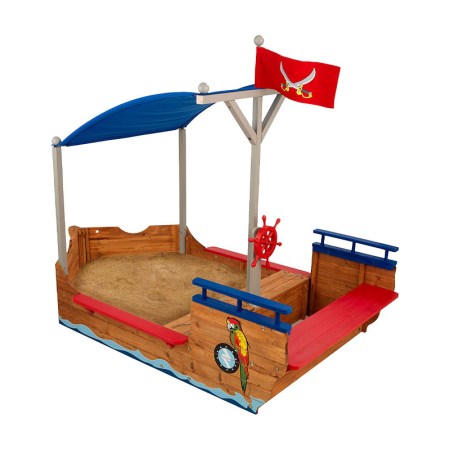 KidKraft Wooden Pirate Sandbox with Canopy