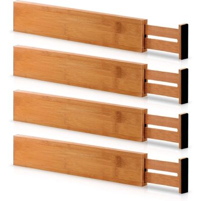 The Best Drawer Organizers Options: Bambüsi Bamboo Adjustable Drawer Dividers Organizers