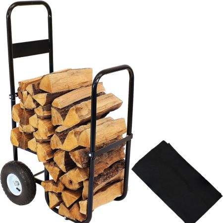 Sunnydaze Firewood Log Cart With Waterproof Cover