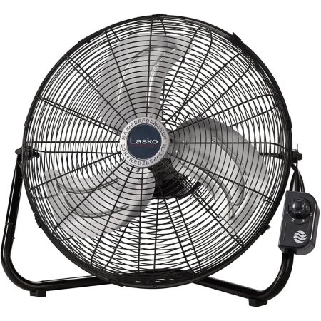  Lasko 20-inch High-Velocity Floor Fan With Wall Mount on white background