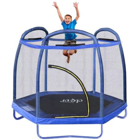 Clevr 7ft Kids Trampoline with Safety Enclosure Net