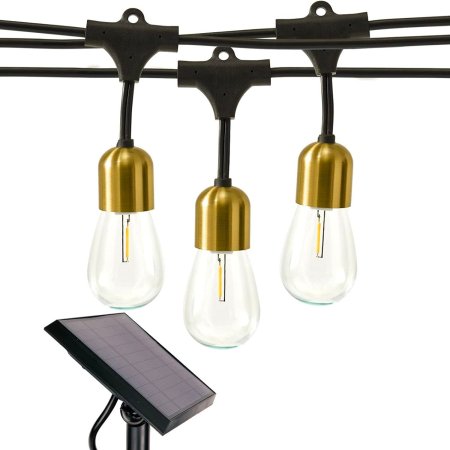  Brightech Glow LED Edison Bulb Solar String Lights and a solar panel