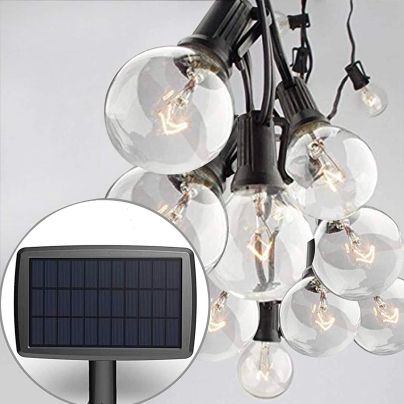 Sunlitec Indoor/Outdoor Globe Solar String Lights and a solar panel