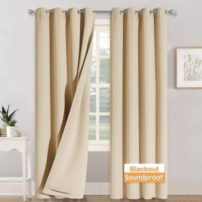 The Best Soundproof Curtains Option: RYB Home 3 Layers 100% Blackout Soundproof Curtains