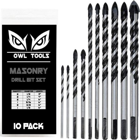  The Owl Tools Masonry & Concrete Drill Bit Set on a white background.