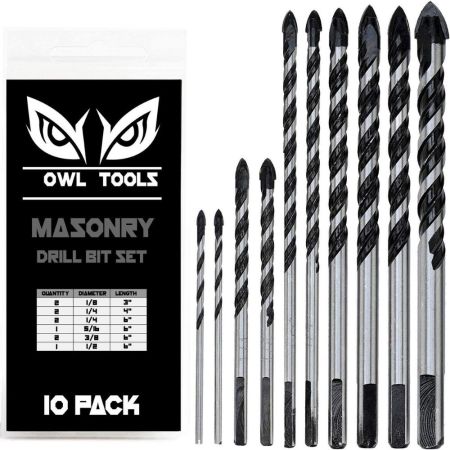 Owl Tools 10 Piece Masonry Drill Bits Set