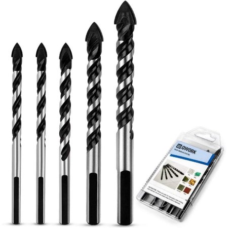  QWORK 5 Pcs Set Multi-Material Drill Bit Set on a white background
