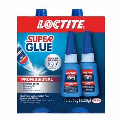 A 2-pack of Loctite Super Glue Professional Liquid in its package on a white background.