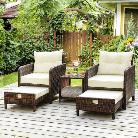 Pamapic 5-Piece Wicker Patio Seats With Ottomans