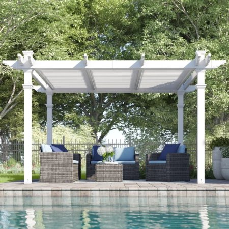  Arlmont & Co. Corfu Vinyl Pergola next to a pool