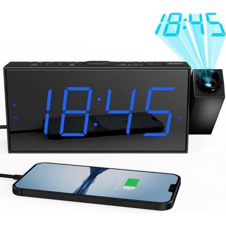 Mesqool AM/FM Digital Dimmable Projection Alarm Clock