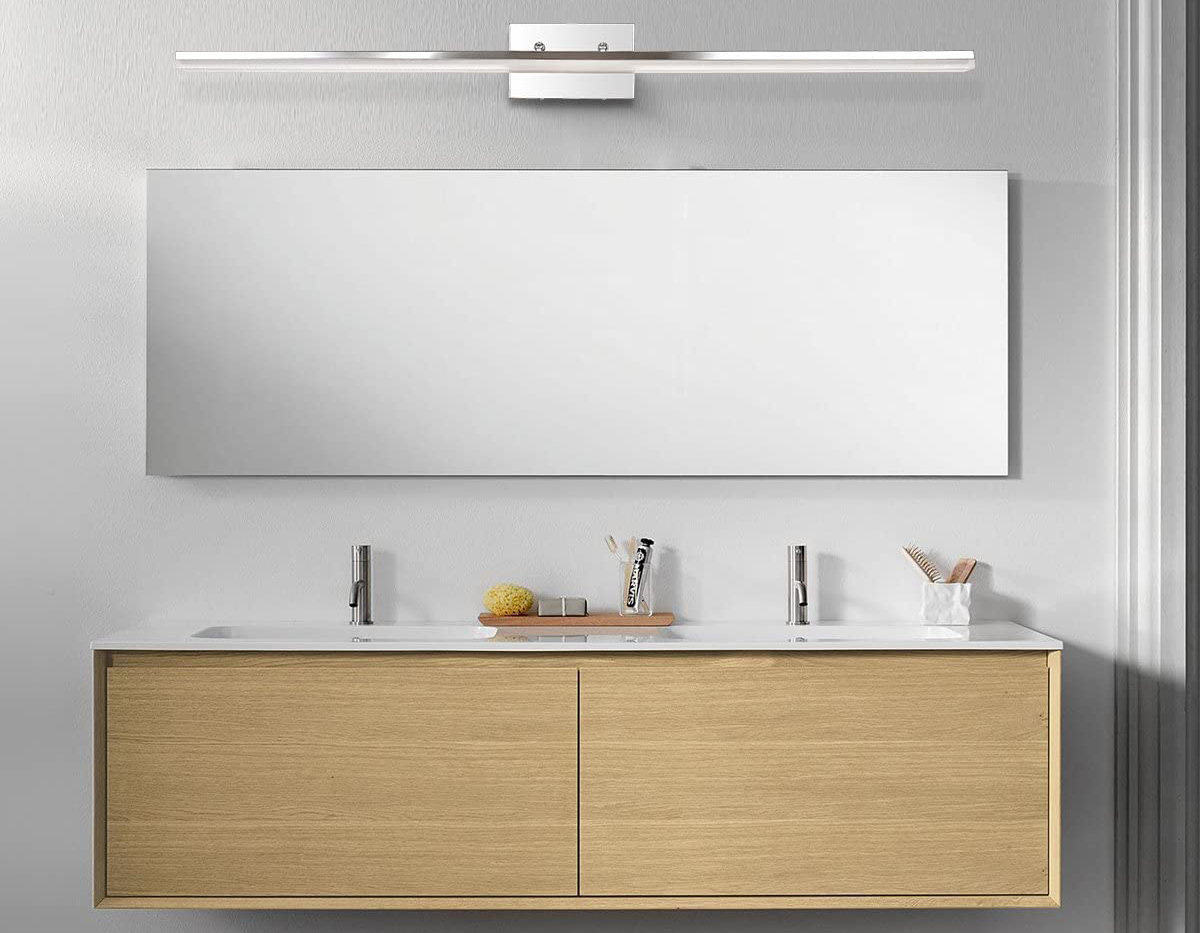 The best vanity light installed over a sleek and contemporary bathroom counter.