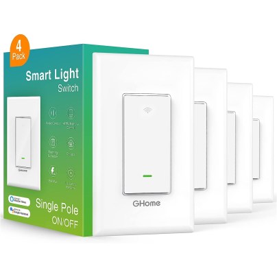 A 4-pack of the GHome Smart Wi-Fi Light Switch on a white background.