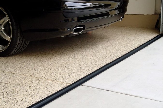 The best garage door threshold option installed in a clean garage