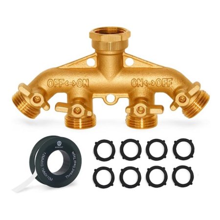  The Best Garden Hose Splitter Option Morvat Brass 4-Way Full-Flow Water Shut-Off