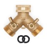 Morvat Heavy Duty Garden Hose Y Splitter - Nickel Plated Brass - 2 Way Connector
