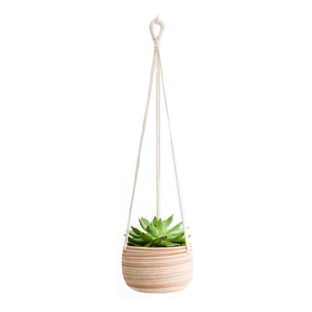 Mkono 5-Inch Ceramic Cactus Pot with Rope Hanger