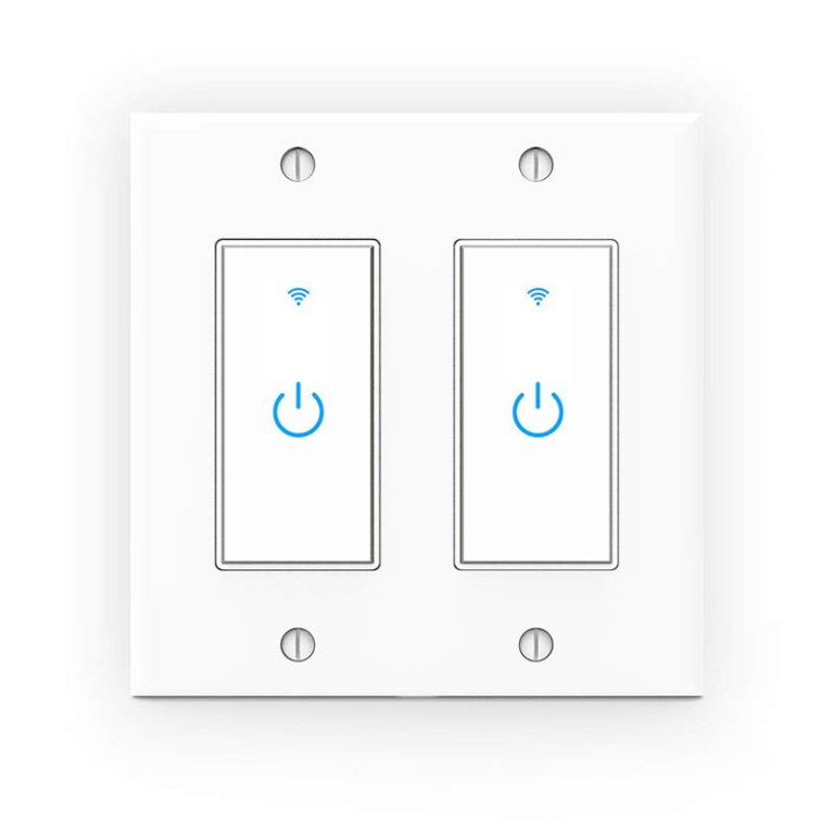  The Lesim 2 Gang Touch Wi-Fi Smart Light Switch on a white background.