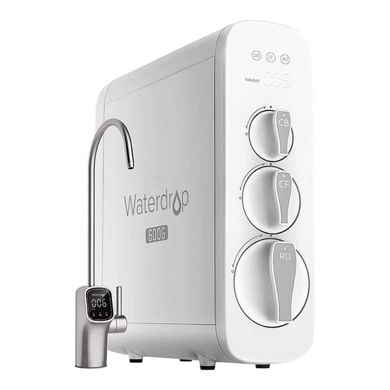  Waterdrop Reverse Osmosis System on a white background next to a faucet