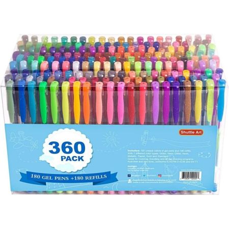 360 Pack Gel Pens Set, Shuttle Art 180 Colors