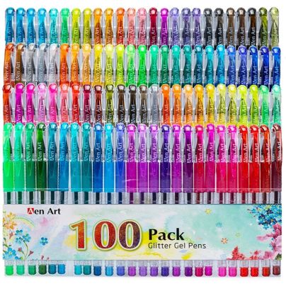 The Best Gel Pens For Coloring Options: Aen Art Glitter Gel Pens, 100 Color Glitter Pen Set