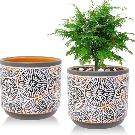 Vivimee 2 Pack Ceramic Plant Pots 