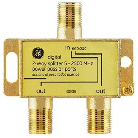 GE 33526 Gold-Plated 2-Way Coaxial Cable Splitter