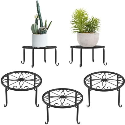 The Best Indoor Plant Stands Option: Lewondr Potted Plant Stand, 3 Pack