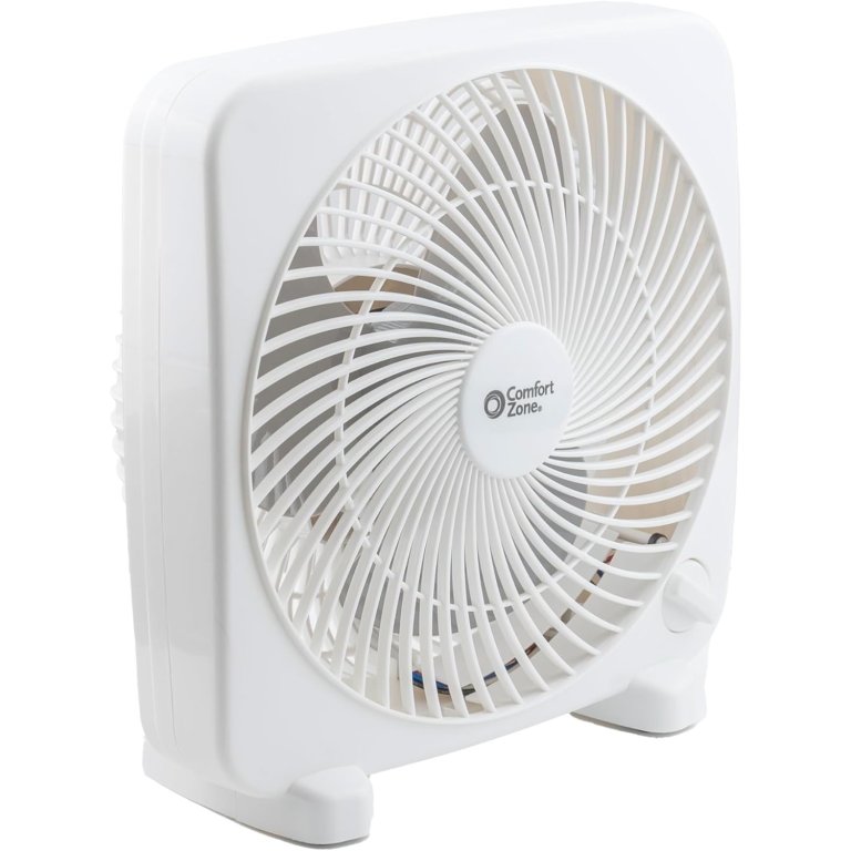 The Comfort Zone 9 3-Speed Portable Box Fan on a white background