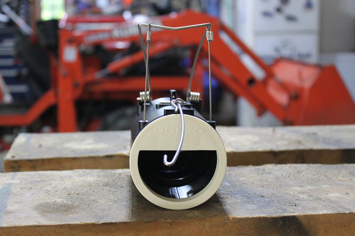 Gonzo Tunnel Mole Trap on wood workbench