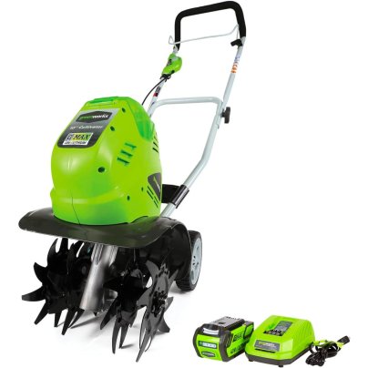 The Best Electric Tillers Option: Greenworks 40V 10-Inch Cordless Cultivator/Tiller