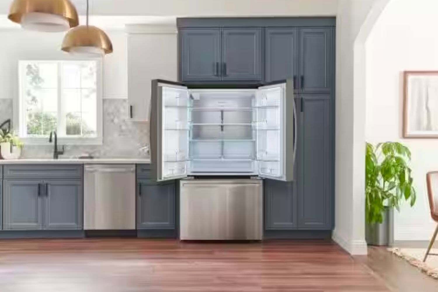 The best French door refrigerator option with both doors open to show its massive capacity