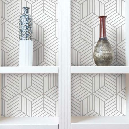 RoomMates Striped Hexagon Peel and Stick Wallpaper