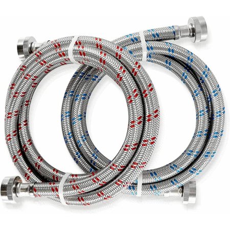  The Best Washing Machine Hoses Option: K&J Hot and Cold Water Steel Washing Machine Hoses